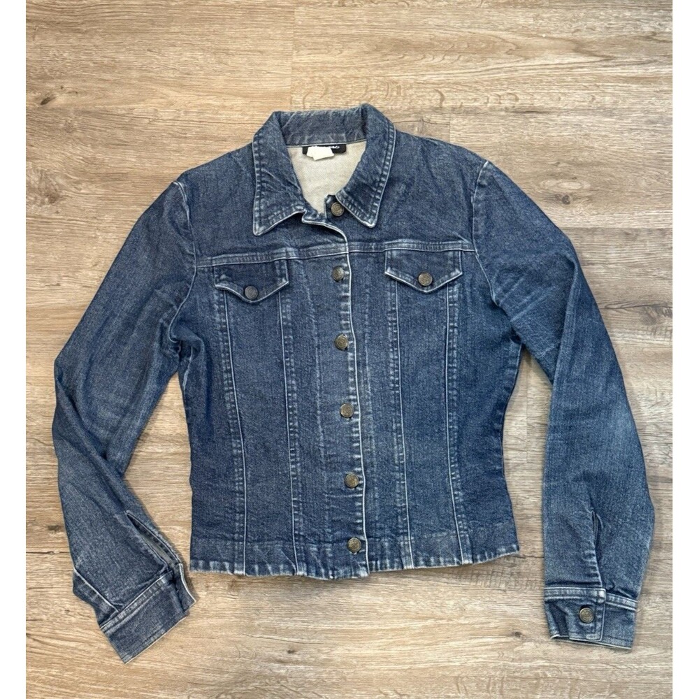 Picasso Fitted Blue Denim Button Up Jean Jacket Women's Size Medium
